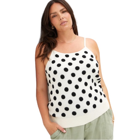 Maeve Tops - Anthropologie Maeve Ivory Knit Polka Dot Tank-XL